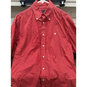 Southern Marsh Mens Wrinkle Free Button Down Shirt Red White Check Medium